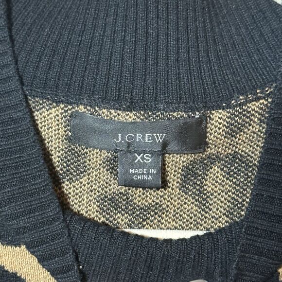 J. Crew MockNeck Sweater Dress Leopard Knit Pullover Merino Wool Blend Women XS - Picture 11 of 14